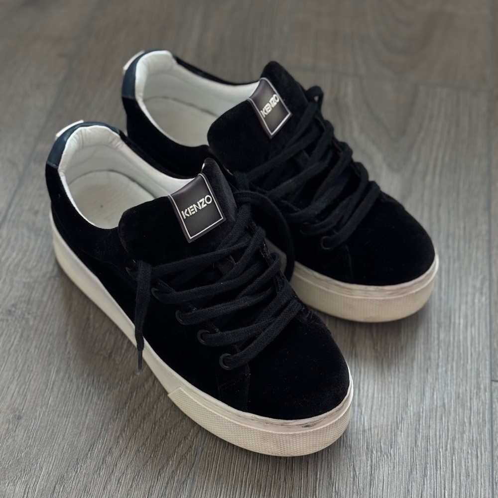 Kenzo Paris Shoes Velor Lace Up Casual Sneakers Women Size 40 Platform